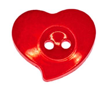 Kids button as heart made of plastic in red 13 mm 0,51 inch